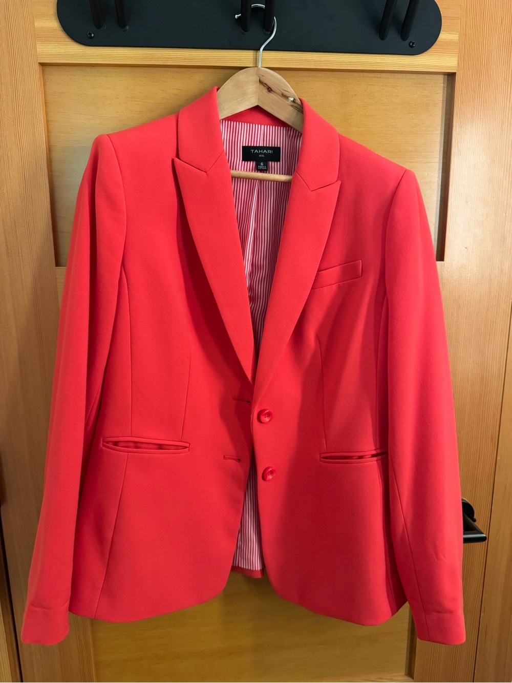 Tahari Bright Coral Red Tailored Blazer